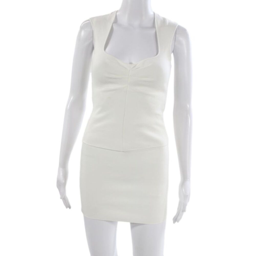 Zara Womens Bodycon Mini Dress White Square Neck Sleeveless Size S
